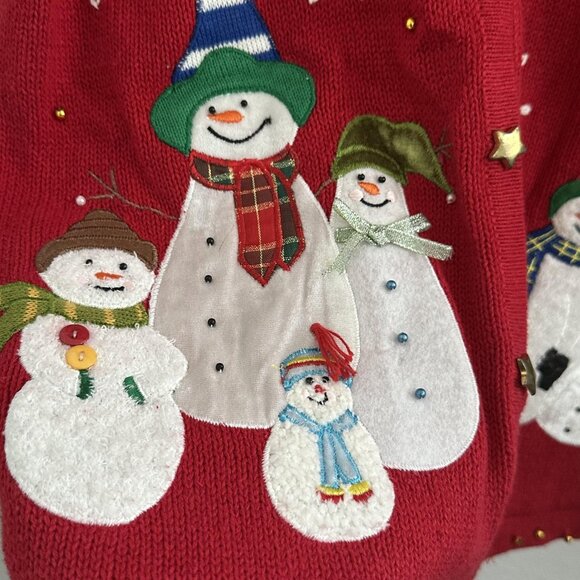 Designers Originals Studio Joy Novelty Vest Womens Petite M Snowman Christmas‎ - Picture 2 of 10